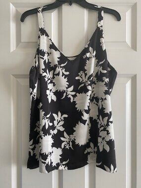 White House Black Market Reversible V-neck Tank Floral/Stripe Size L